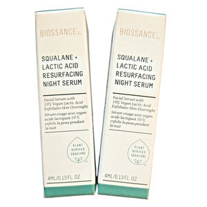 2x BIOSSANCE Squalane Lactic Acid Resurfacing Night Serum .34oz Each Travel *AA